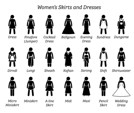 Dress skirt types hot sale
