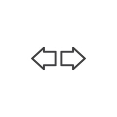 Obraz premium Left and right arrows line icon. linear style sign for mobile concept and web design. Two side arrow outline vector icon. Symbol, logo illustration. Pixel perfect vector graphics