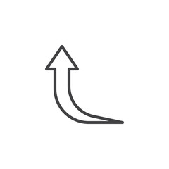 Curved arrow up line icon. linear style sign for mobile concept and web design. Arrow up direction outline vector icon. Symbol, logo illustration. Pixel perfect vector graphics