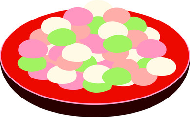 Sweet rice crackers for Hinamatsuri