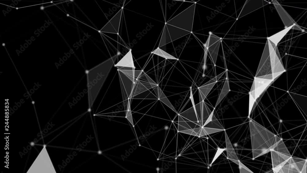 Aufkleber white digital computer data and network connection triangle lines and spheres in futuristic technolo