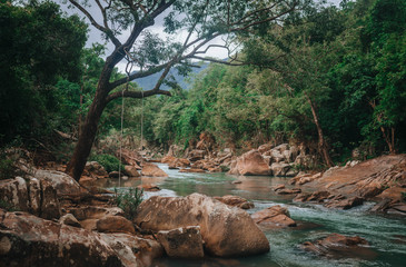 Fototapeta premium Mountain river, waterfall