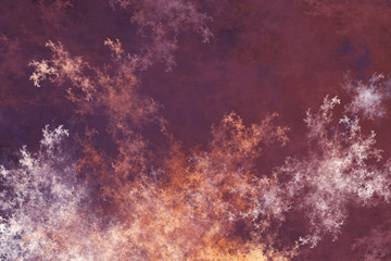 Abstract surreal orange and brown clouds. Expressive brush strokes. Fractal background. 3d rendering.