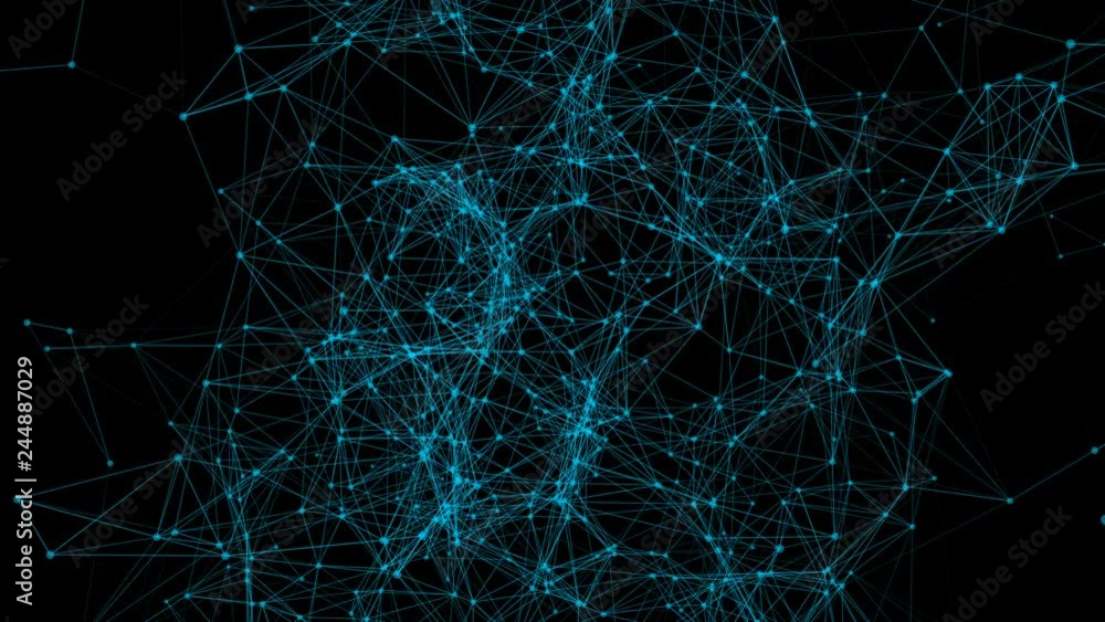 Aufkleber blue digital computer data and network connection triangle lines and spheres in futuristic technolog