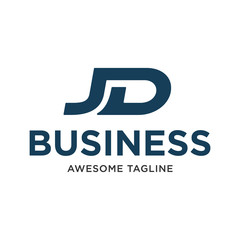 Initial Letter JD Business Logo Inspiration in Blue Color Design Template