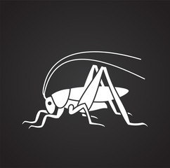 Grasshopper Insect icon on black background for graphic and web design, Modern simple vector sign. Internet concept. Trendy symbol for website design web button or mobile app