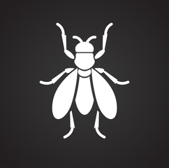 Fly Insect icon on black background for graphic and web design, Modern simple vector sign. Internet concept. Trendy symbol for website design web button or mobile app