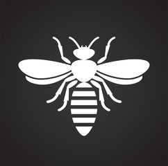 Bee Insect icon on black background for graphic and web design, Modern simple vector sign. Internet concept. Trendy symbol for website design web button or mobile app