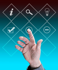 Hand vor Display - Symbolfoto für Business und Entscheidungen