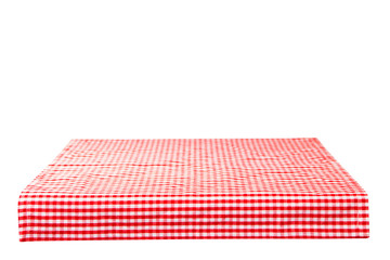 
Red checkered tablecloth isolated on white background