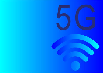 Abstract polygonal light 5G WiFi sign.  Blue structure style vector illustration - Vector