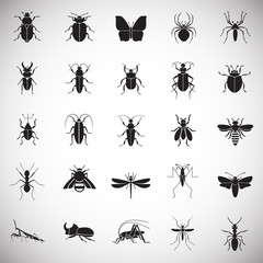 Insects icons set on white background for graphic and web design, Modern simple vector sign. Internet concept. Trendy symbol for website design web button or mobile app