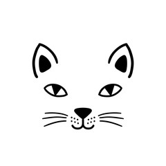 Hand drawn cute cat face. Sketch isolated cartoon illustration for print, t-shirt, textile, poster, apparel design.