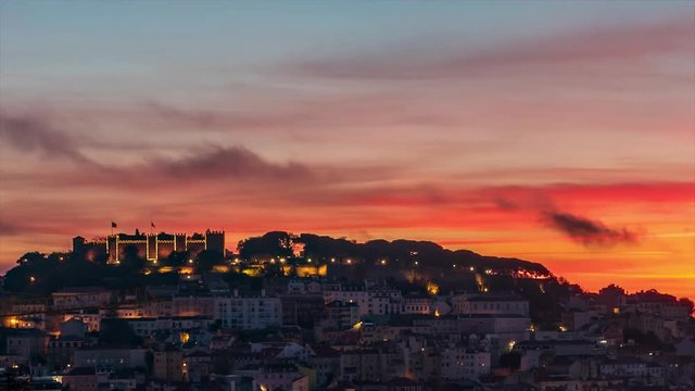 Panorama of Lisbon before Sunrise (time lapse detail shoot)
