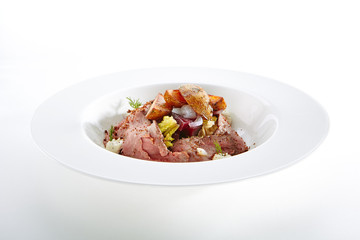 Meat Slices with Baked Potato and Vegetables