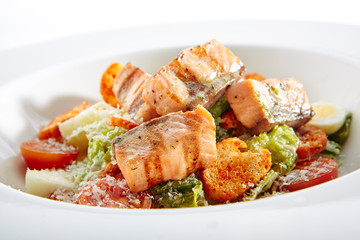 Caesar Salad with Grilled Salmon