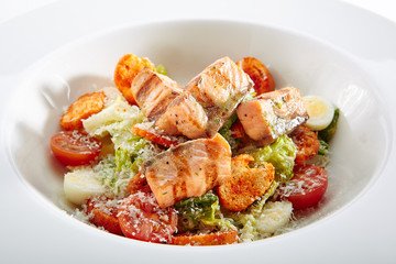Caesar Salad with Grilled Salmon