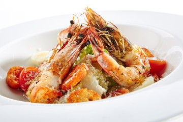 Caesar Salad with Tiger Shrimps