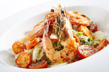 Caesar Salad with Tiger Shrimps