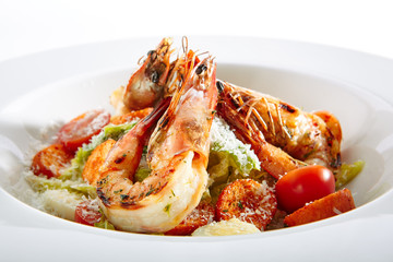 Caesar Salad with Tiger Shrimps