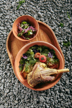 Homemade Buglama or Shin of Lamb with Vegetables and Fragrant Herbs