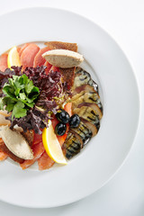 Elegant Restaurant Plate with Fish Delicacies