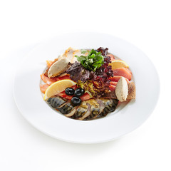 Elegant Restaurant Plate with Fish Delicacies