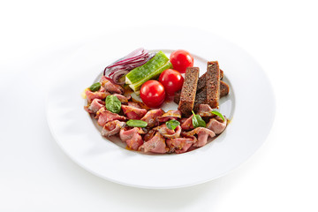 Thin Slices of Spicy Roast Beef with Fresh Vegetables