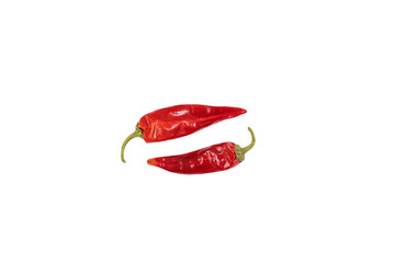 Dried red chili or chilli cayenne pepper isolated on white background.