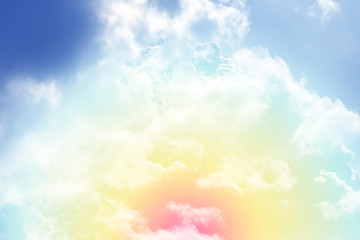 Sun and cloud background with a pastel colored
