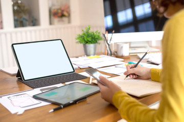 Business group or business partners discussing documents and ideas at meeting