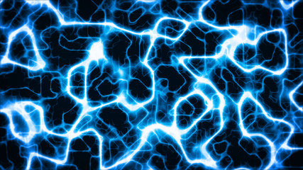 Dark blue background with a pattern of white plasma lines, blue all over. The particles are white light lines.