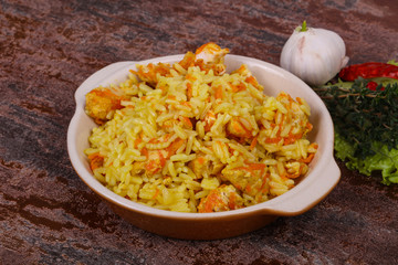 Traditional Pilaf with chicken and carrot