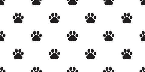 Dog Paw seamless pattern vector footprint cat puppy scarf isolated tile background repeat wallpaper cartoon illustration