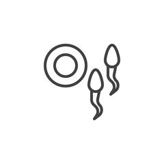 Ovum and sperm line icon. linear style sign for mobile concept and web design. Sperm fertilizing egg cell outline vector icon. Symbol, logo illustration. Pixel perfect vector graphics