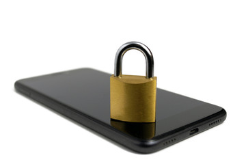 lock on the mobile phone. locked the network. cyber safety concept. isolated
