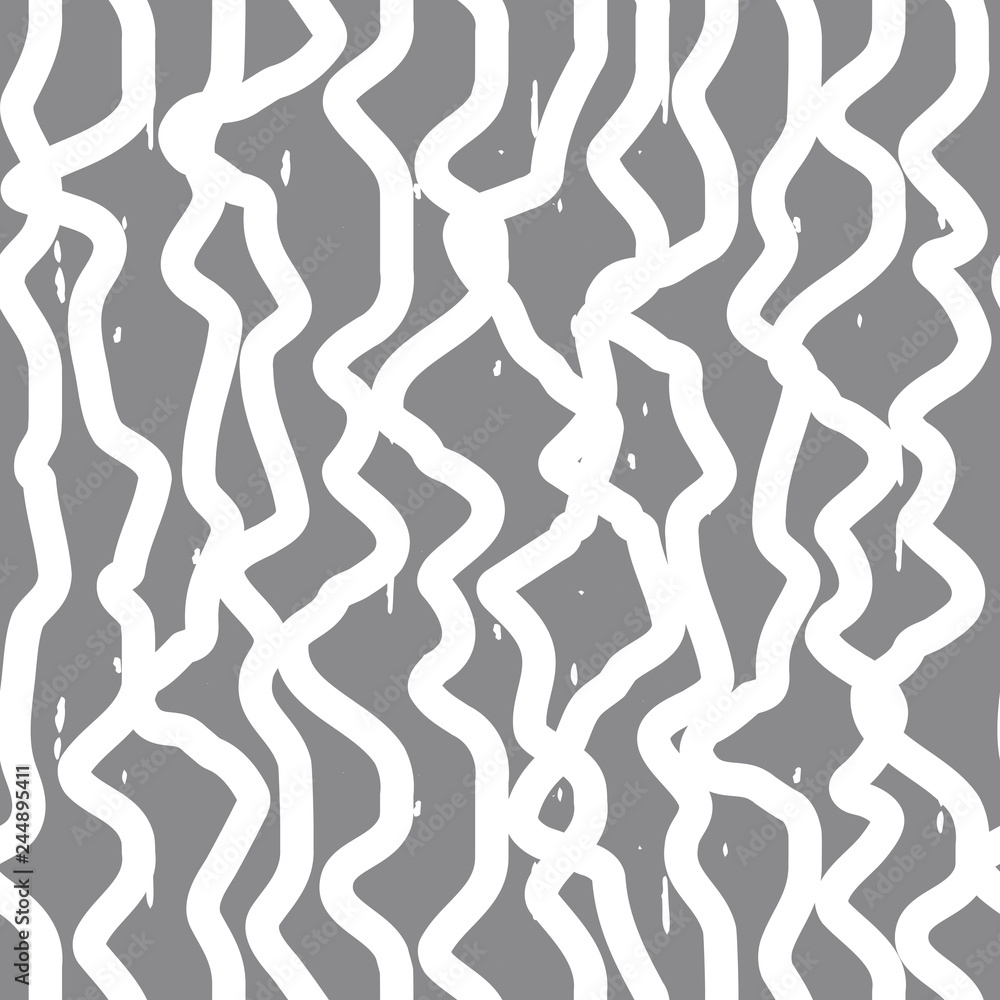 Poster Abstract wavy line pattern, seamless vector geometric background.