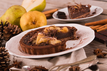 Pear and Chocolate Tart.