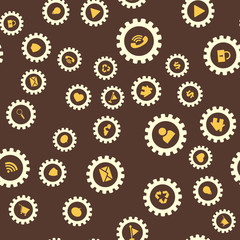 Gears and Icons Seamless vector EPS 10 pattern