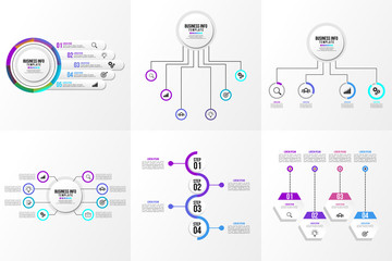 Set Of Infographics Elements Vector Design Template. Business Data Visualization Infographics Timeline with Marketing Icons most useful can be used for workflow, presentation, diagrams, reports