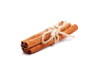 Cinnamon sticks and anise isolated on white background. Spice.