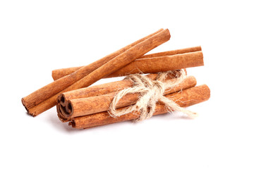 Cinnamon sticks and anise isolated on white background. Spice.
