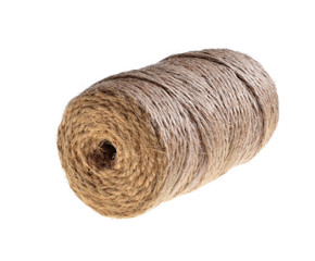 Coil of rope twine isolated on white background .