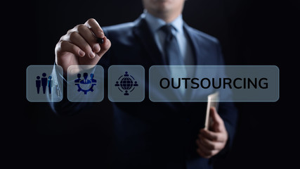 Outsourcing Global Recruitment Business and internet concept.