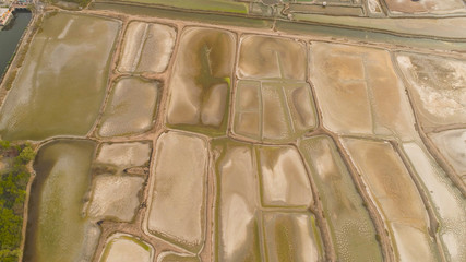 aerial view fish farm with ponds growing fish and shrimp and other seafood. Fish hatchery pond