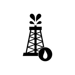 Oil rig icon or logo, simple black icon