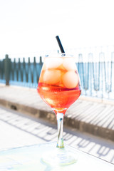 Classic Italian cocktail on a table outside