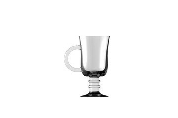 3D illustration of irish coffee hot cocktails glass isolated on white side view - drinking glass render