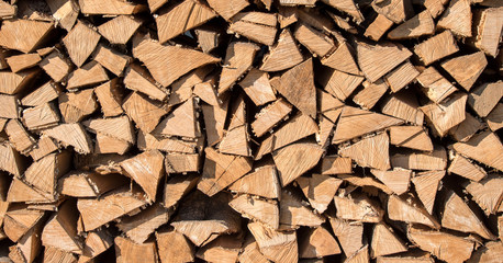 Chopped wood stacked in a pile