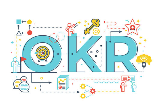 OKR (Objectives and key results)word lettering illustration